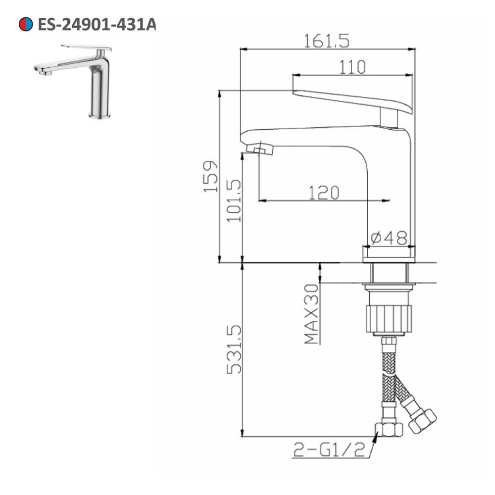 Vòi lavabo nóng lạnh Esslinger ES-24901-431A