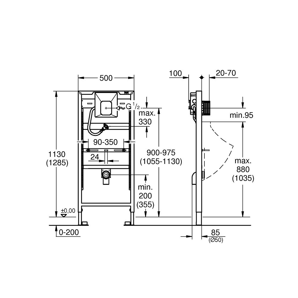 Két nước âm tường Rapid SL Element GROHE 38786001 - 2