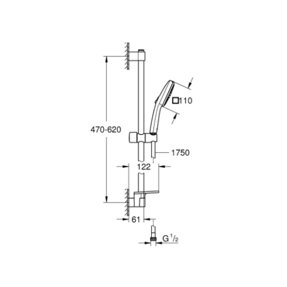 Bộ tay sen và thanh trượt sen 2 chế độ Tempesta Cube 110 GROHE 27928003