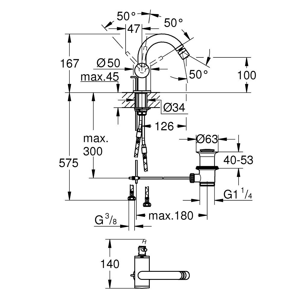 Vòi chậu nóng lạnh Atrio GROHE 32108003 - 3