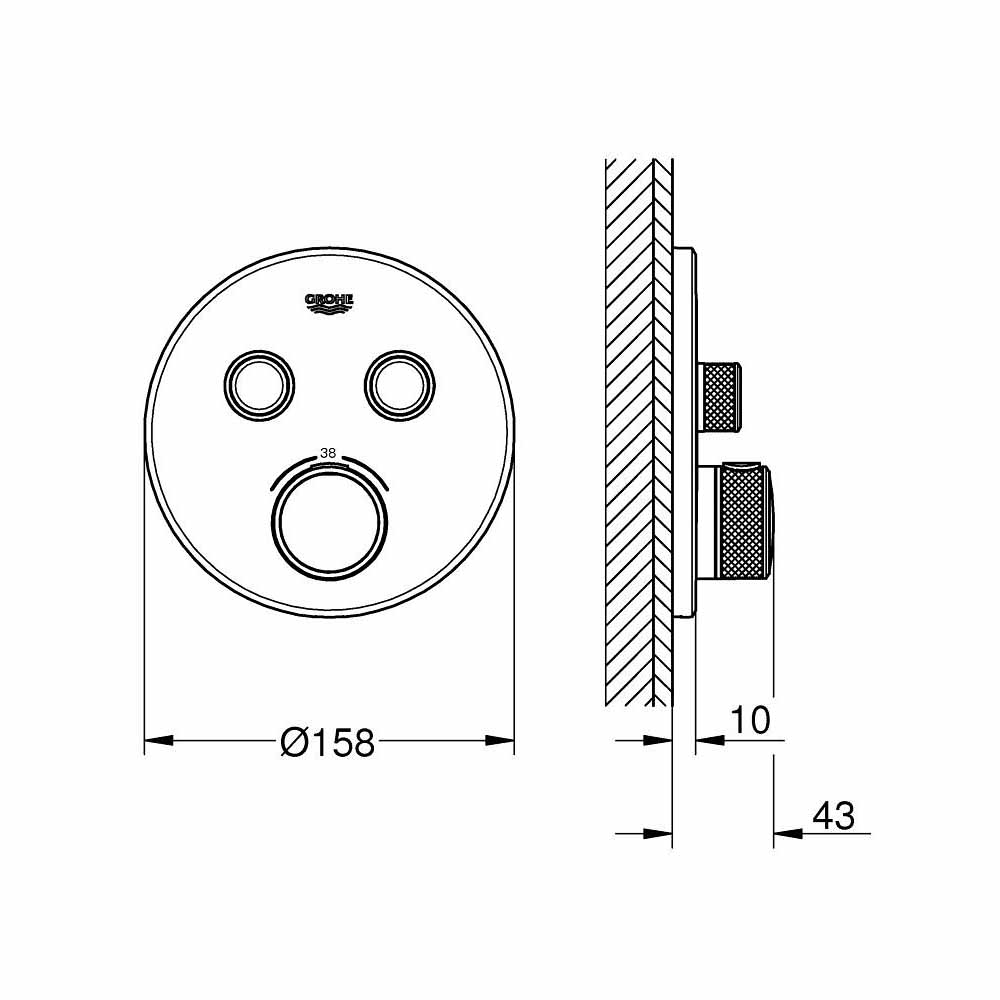 Van nhiệt độ kèm chuyển hướng 2 đường Grohtherm SmartControl GROHE 29507KF0 - 2