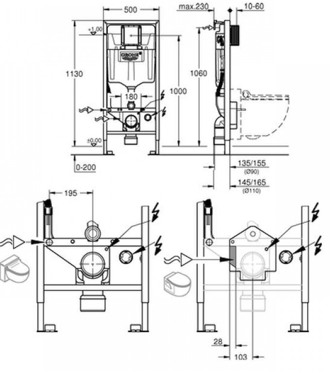Két nước âm tường GROHE 39112001 - 2