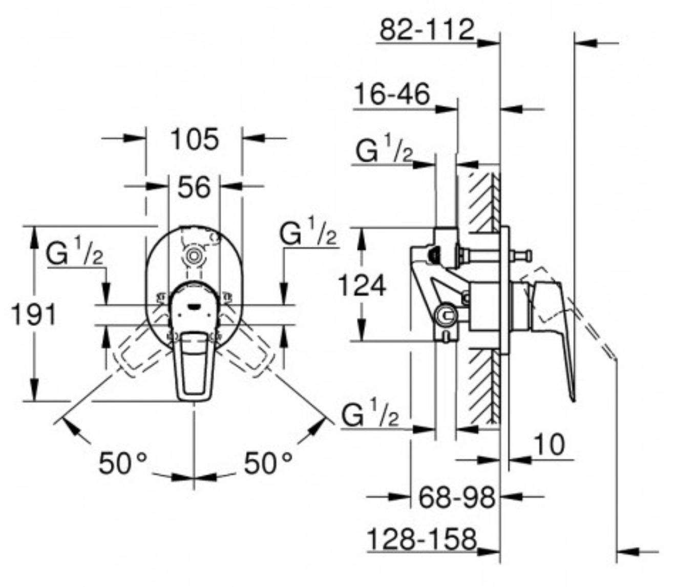 Bộ trộn sen tắm âm tường BauLoop OHM GROHE 29041001