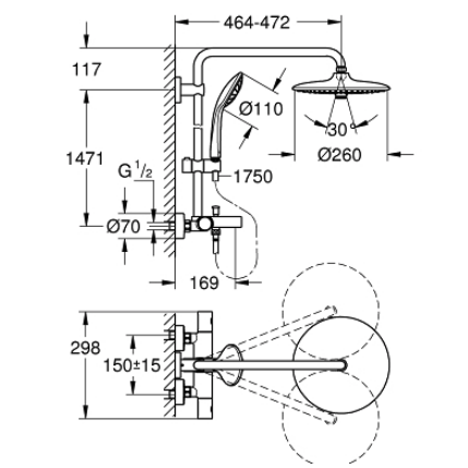 Bộ cây sen tắm ổn nhiệt Euphoria system Grohe 27475001