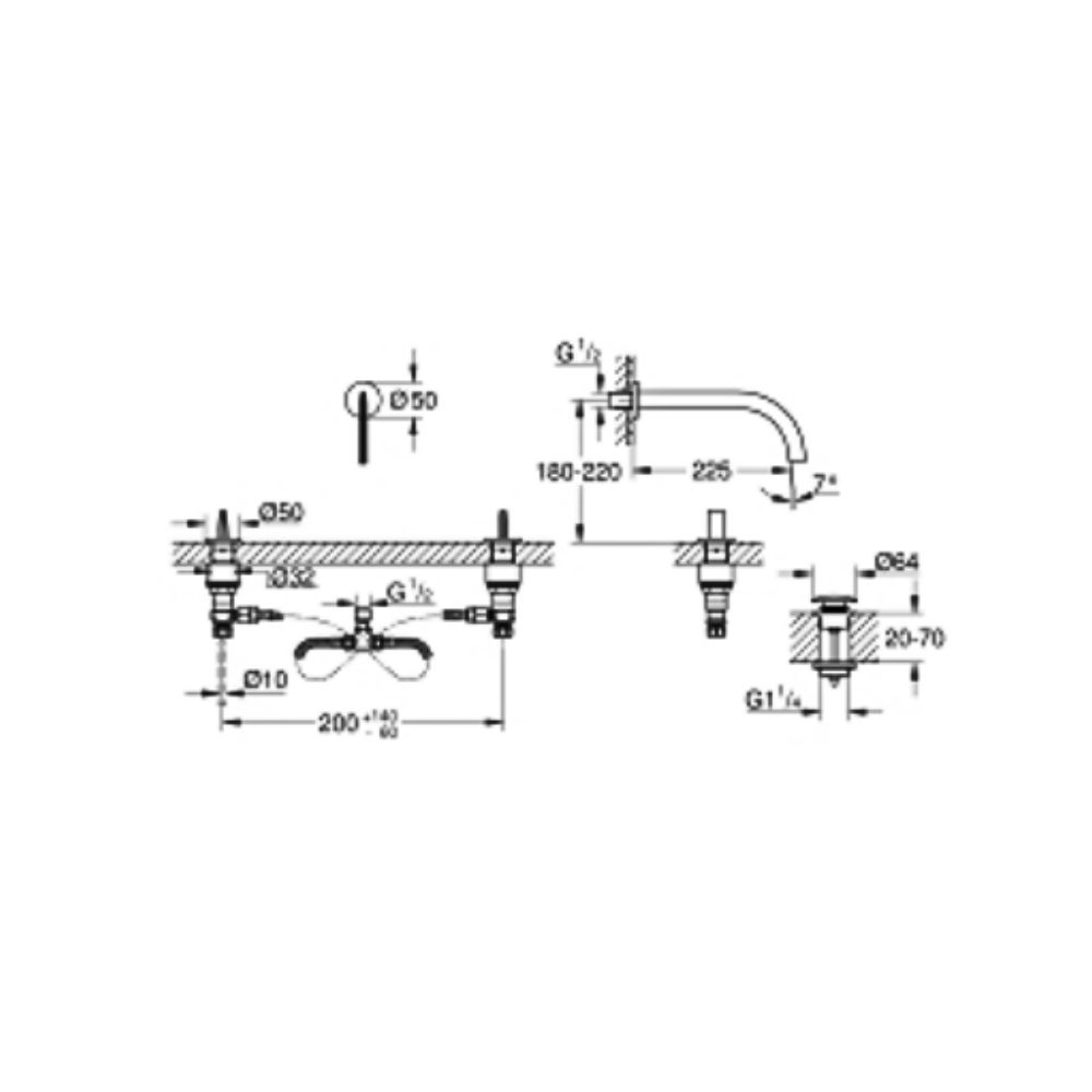 Vòi chậu nóng lạnh 3 lỗ Atrio M-size GROHE 20665SD0 - 2