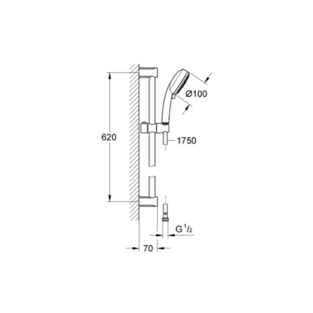 Bộ tay sen và thanh trượt sen 3 chế độ Tempesta Cosmopolitan 100 GROHE 27786002 - 2