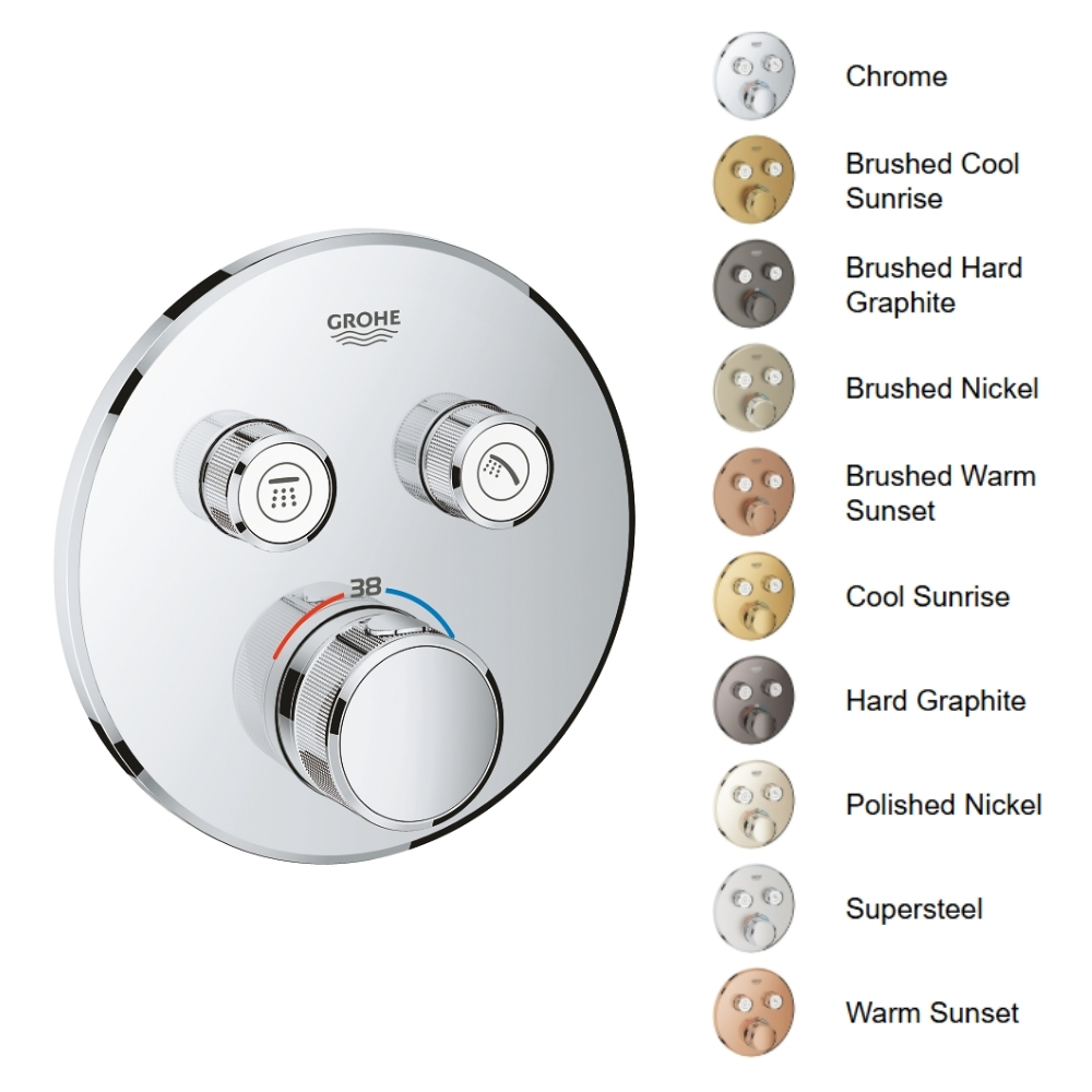 Mặt điều khiển sen tắm ổn nhiệt Grohtherm SmartControl tròn 2 chế độ GROHE 29119000 - 2