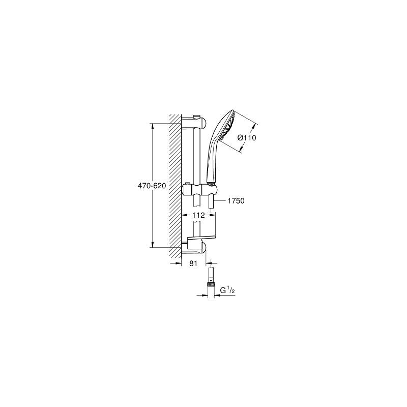 Bộ tay sen và thanh trượt 600mm Euphoria 110 Massage GROHE 27231001