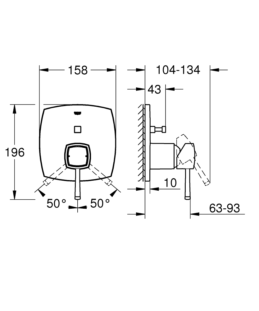 Mặt nạ bộ trộn âm 2 chế độ Grandera GROHE 24068IG0