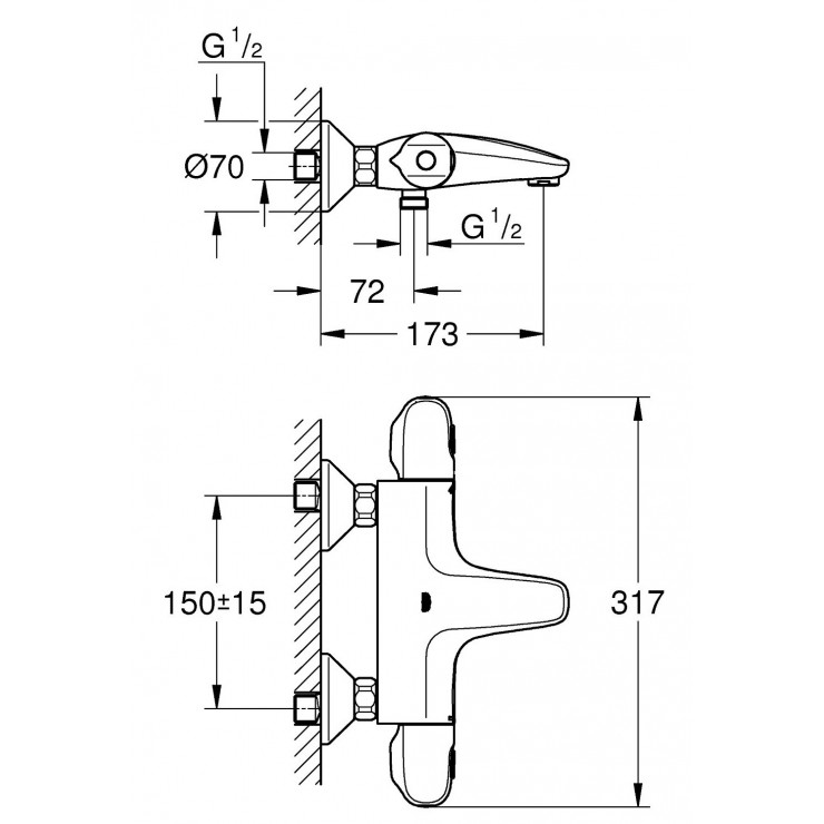 Bộ trộn sen tắm ổn nhiệt 2 chế độ Grohtherm 1000 New GROHE 34155003 - 2