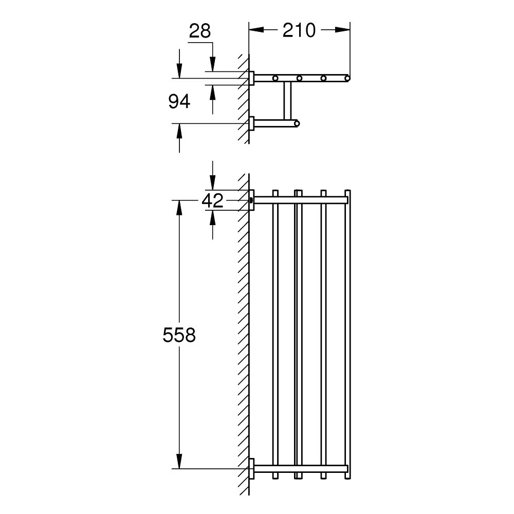 Thanh treo khăn 2 tầng Essentials Cube Multi 558mm Grohe 40512001