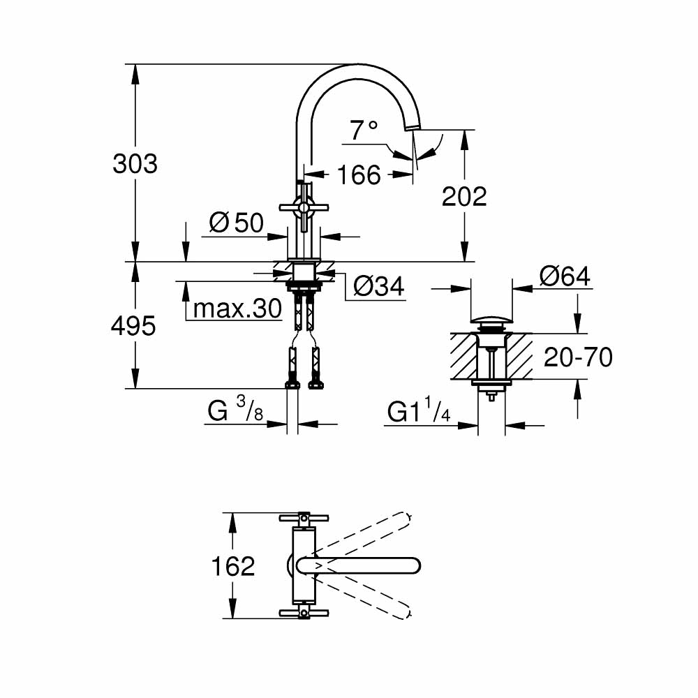 Vòi chậu nóng lạnh Atrio L-Size Grohe 21019003