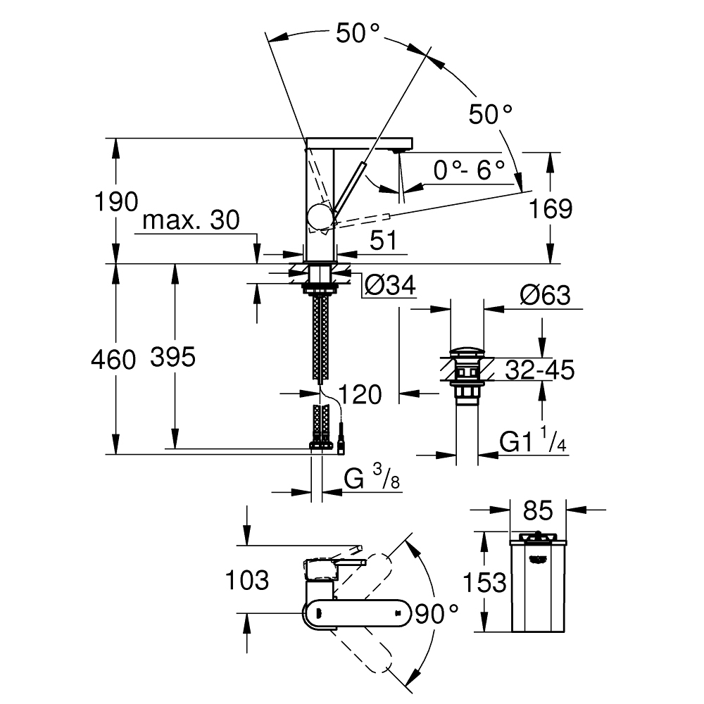 Vòi chậu nóng lạnh Plus GROHE 23958003