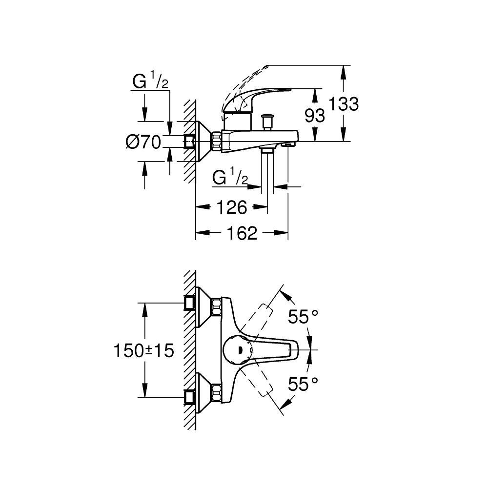Củ sen tắm nóng lạnh BauCurve GROHE 23599000