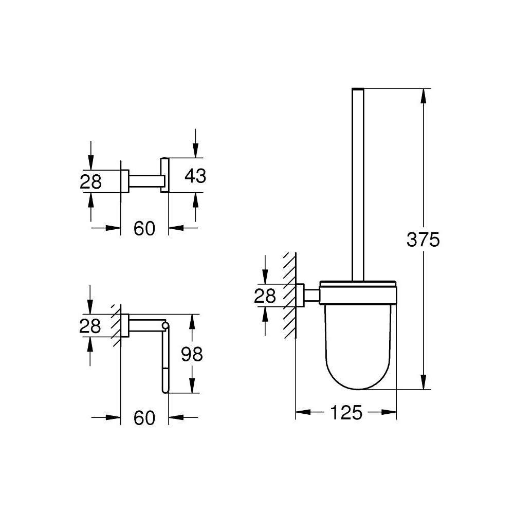 Bộ phụ kiện phòng tắm 3in1 Essentials Cube GROHE 40757001