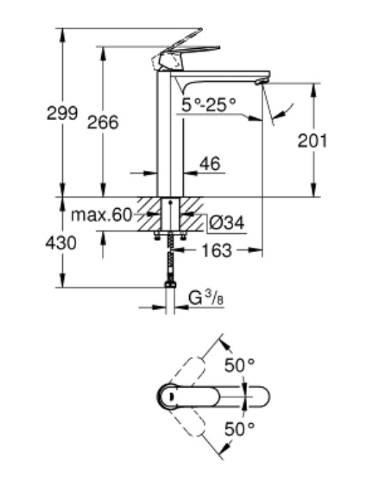 Vòi chậu nóng lạnh Eurosmart Cosmopoitan XL-size GROHE 23921000
