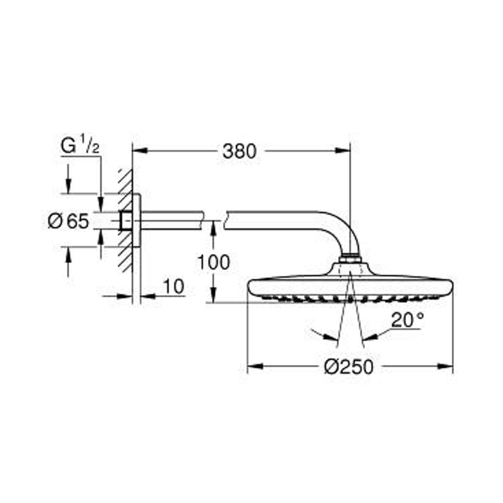 Bộ bát sen gắn tường Tempesta 250 Grohe 26663000