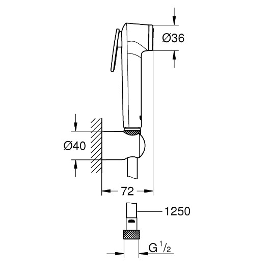 Bộ vòi xịt vệ sinh Tempesta-F Trigger Grohe 26354000