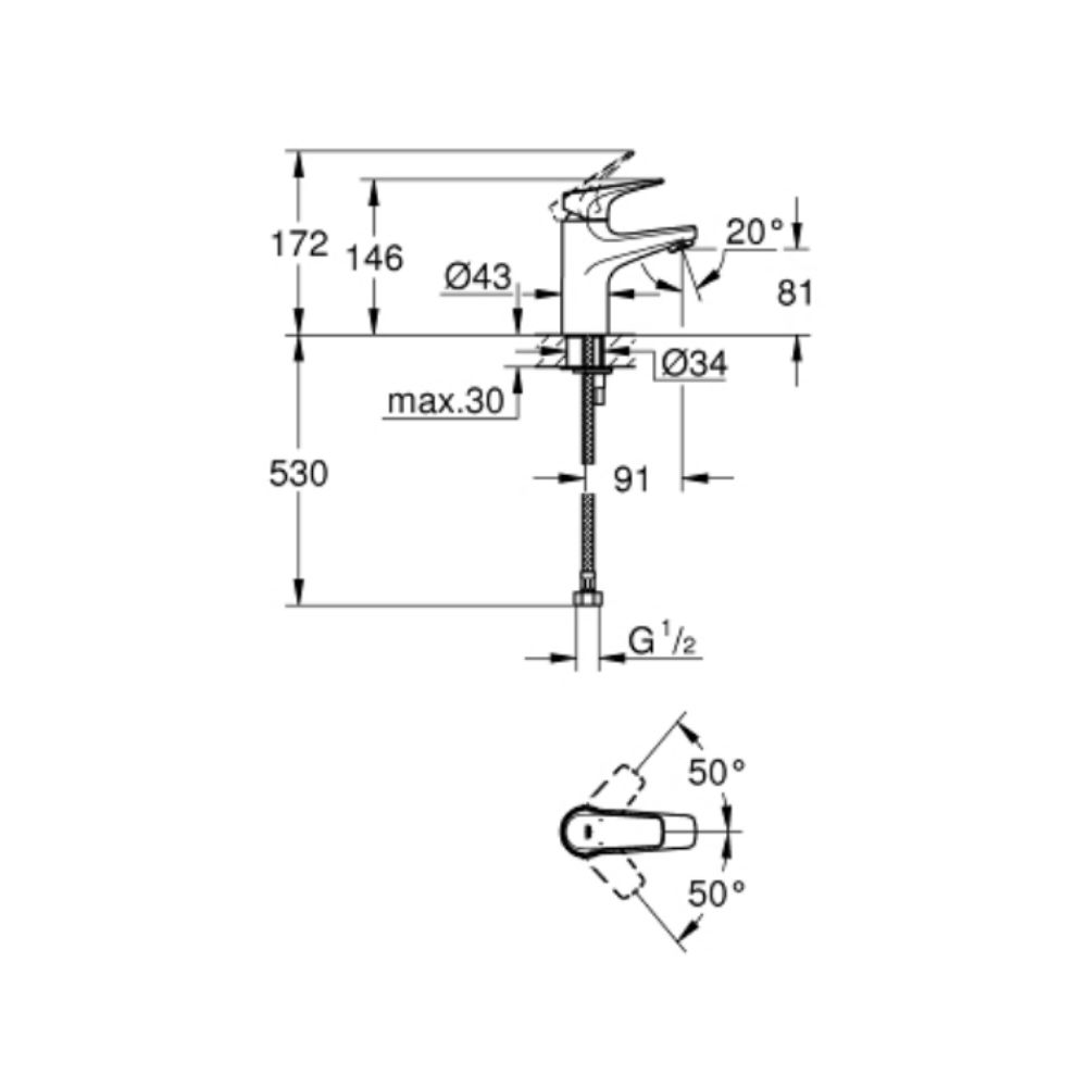 Vòi chậu nóng lạnh BauFlow GROHE 32851000 - 2