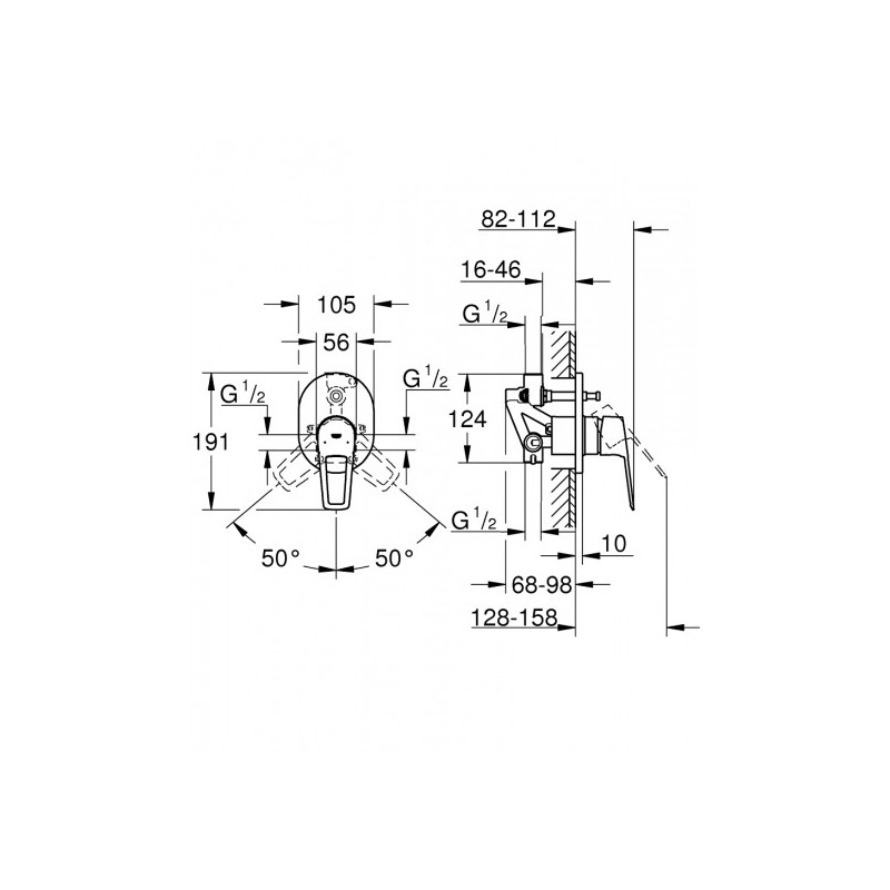 Bộ trộn sen tắm âm tường BauLoop OHM GROHE 29041001 - 7