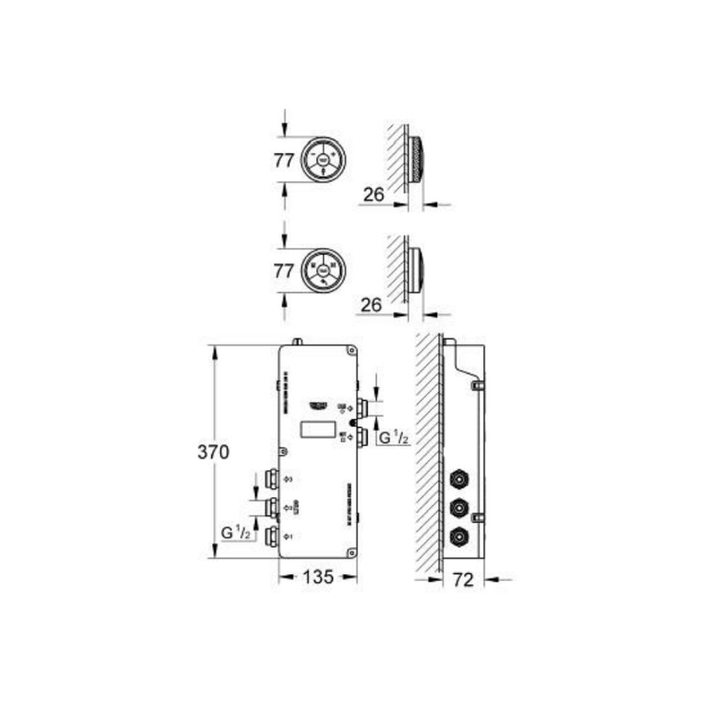 Bộ van nhiệt độ kèm chuyển hướng F-digital cho sen tắm GROHE 36295000 - 2