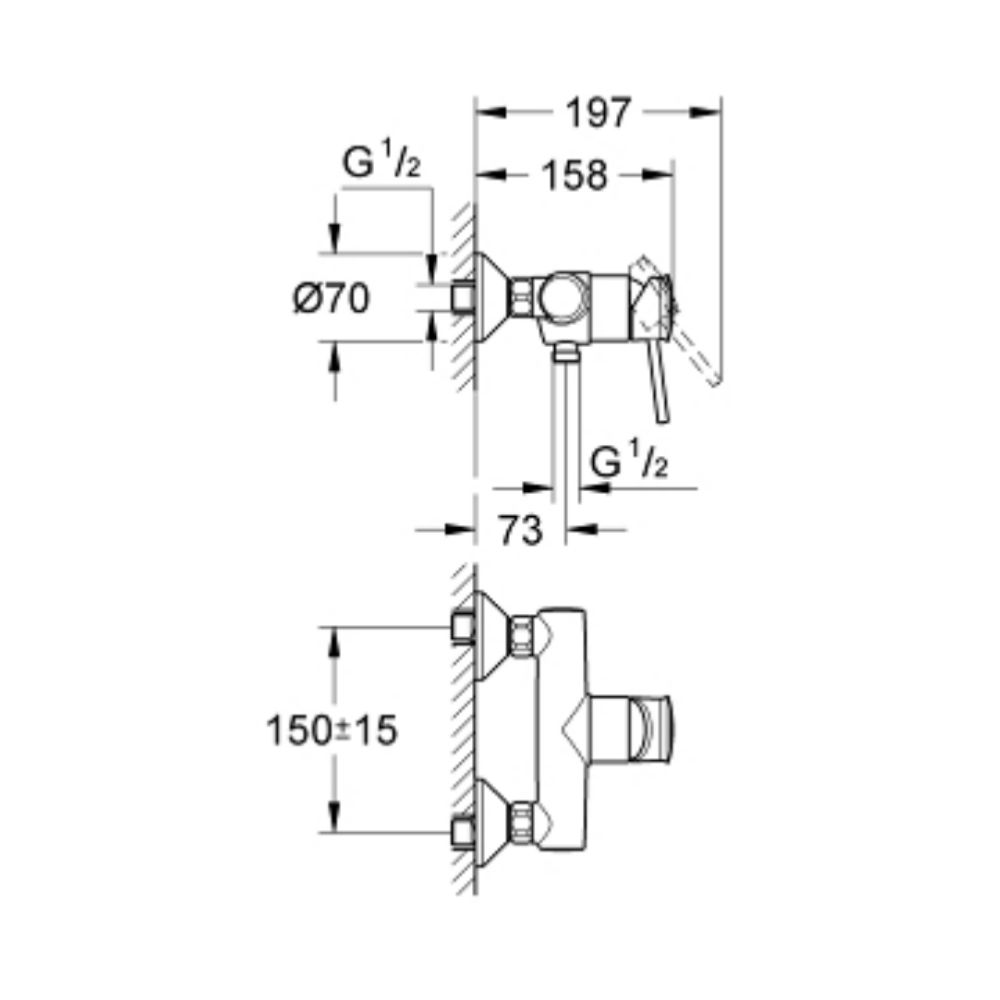 Củ sen tắm nóng lạnh BauClassic GROHE 32867000 - 2