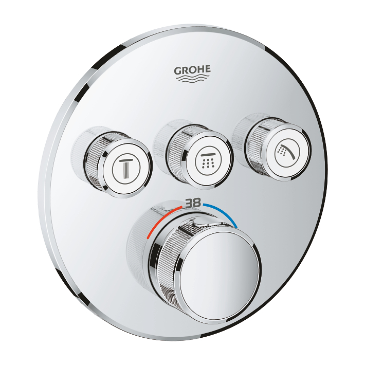 Mặt điều khiển sen tắm ổn nhiệt Grohtherm SmartControl tròn 3 chế độ GROHE 29121000 - 4