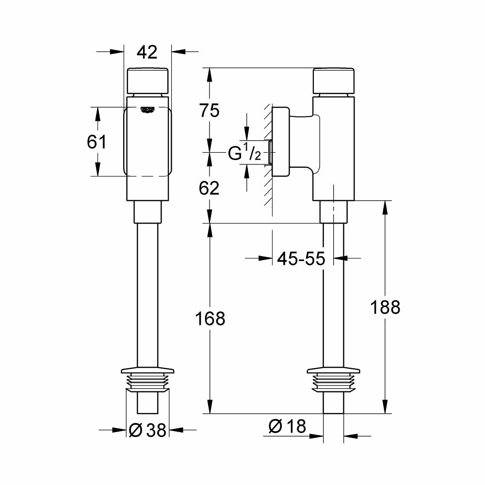 Van xả tiểu nhấn Rondo GROHE 37342000