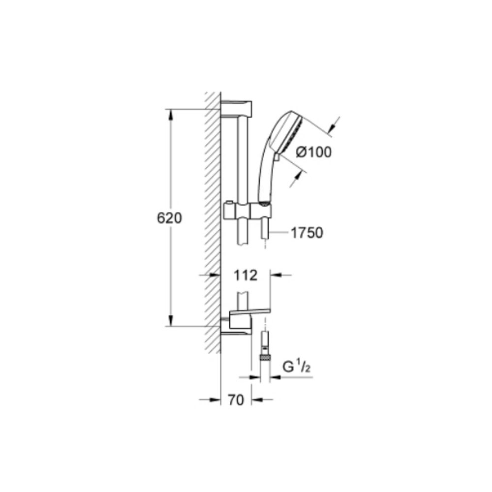 Bộ tay sen và thanh trượt sen 2 chế độ Tempesta Cosmopolitan 100 GROHE 27928002 - 2
