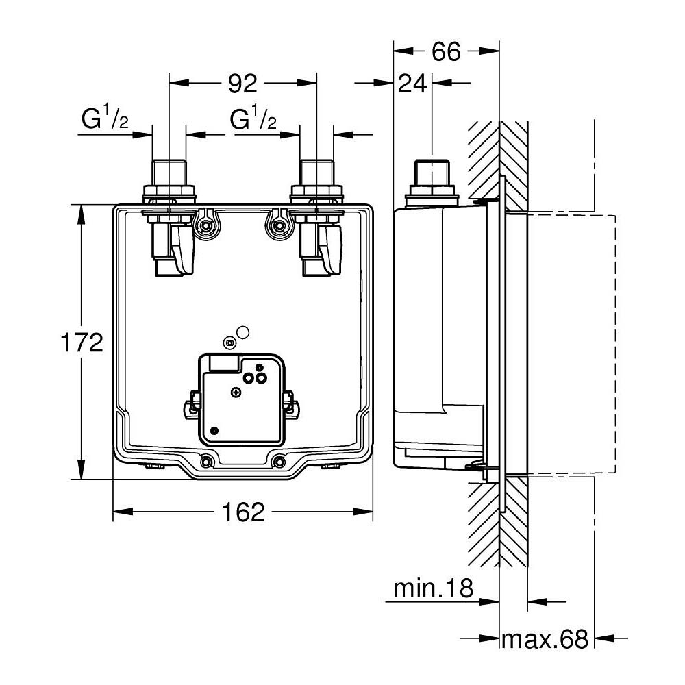 Hộp lắp đặt âm tường Eurosmart Cosmopolitan E Eurosmart Cosmopolitan GROHE 36339001 - 2
