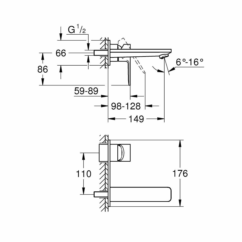 Vòi chậu gắn tường nóng lạnh 2 lỗ Lineare GROHE 19409001 - 2