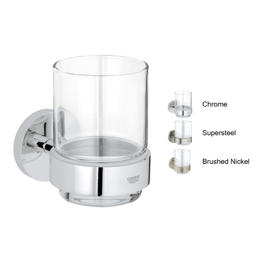 Bộ giá và ly thủy tinh gắn tường Essentials GROHE 40447001 - 2