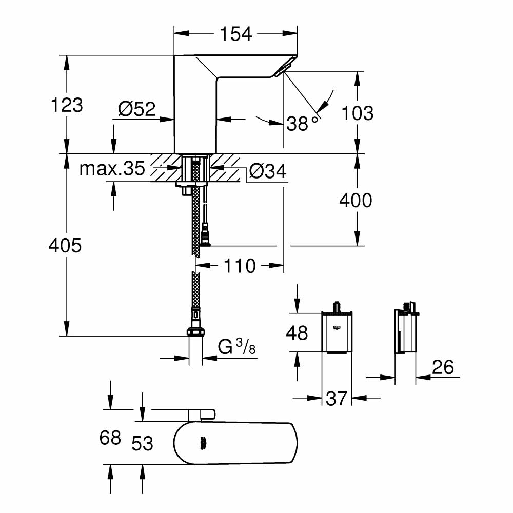 Vòi chậu cảm ứng dùng pin Bau Cosmopolitan E GROHE 36451000