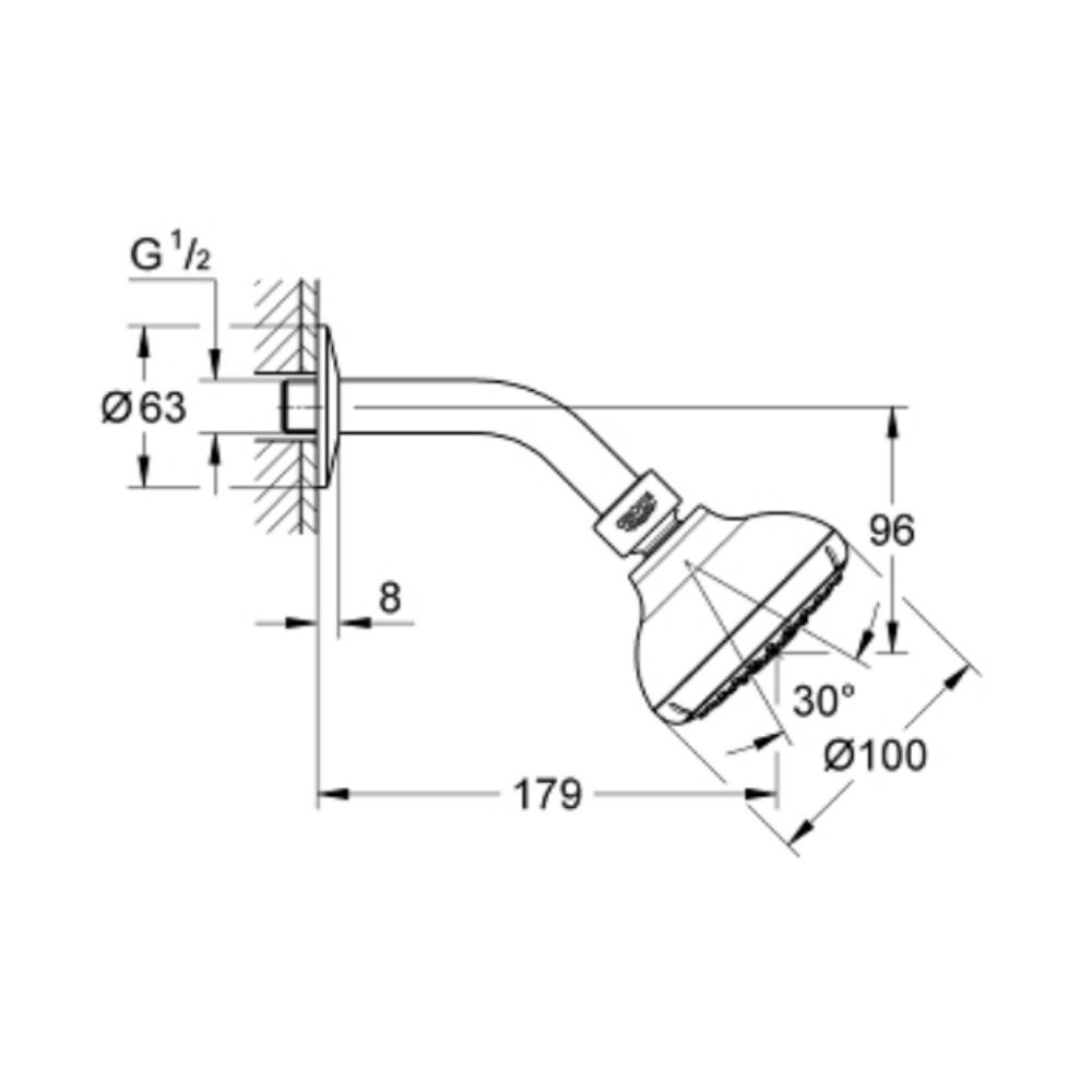 Bộ bát sen tắm gắn tường Tempesta 100 GROHE 27870001 - 2