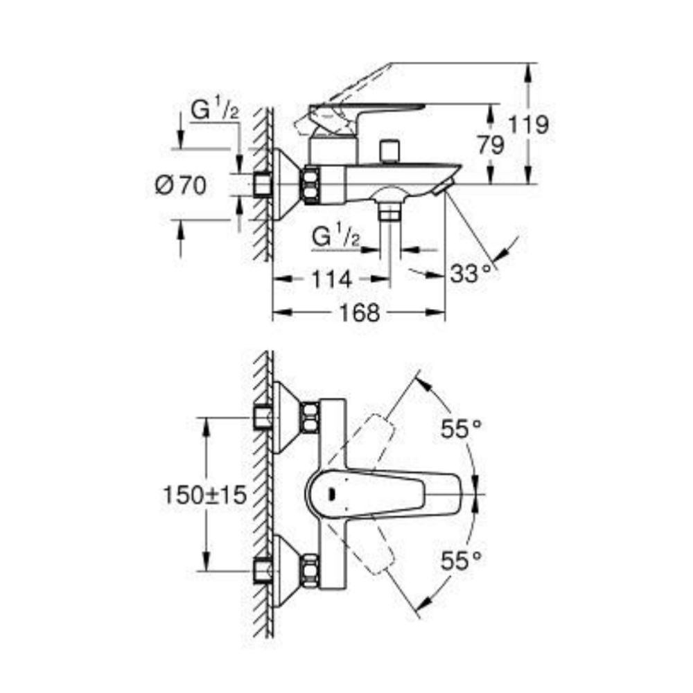 Củ sen tắm nóng lạnh BauEdge GROHE 23604001 - 2
