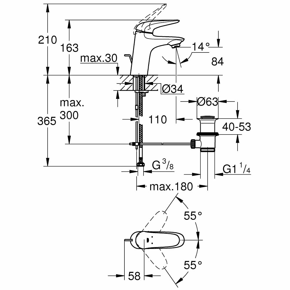 Vòi chậu nóng lạnh Eurostyle GROHE 23708003 - 2
