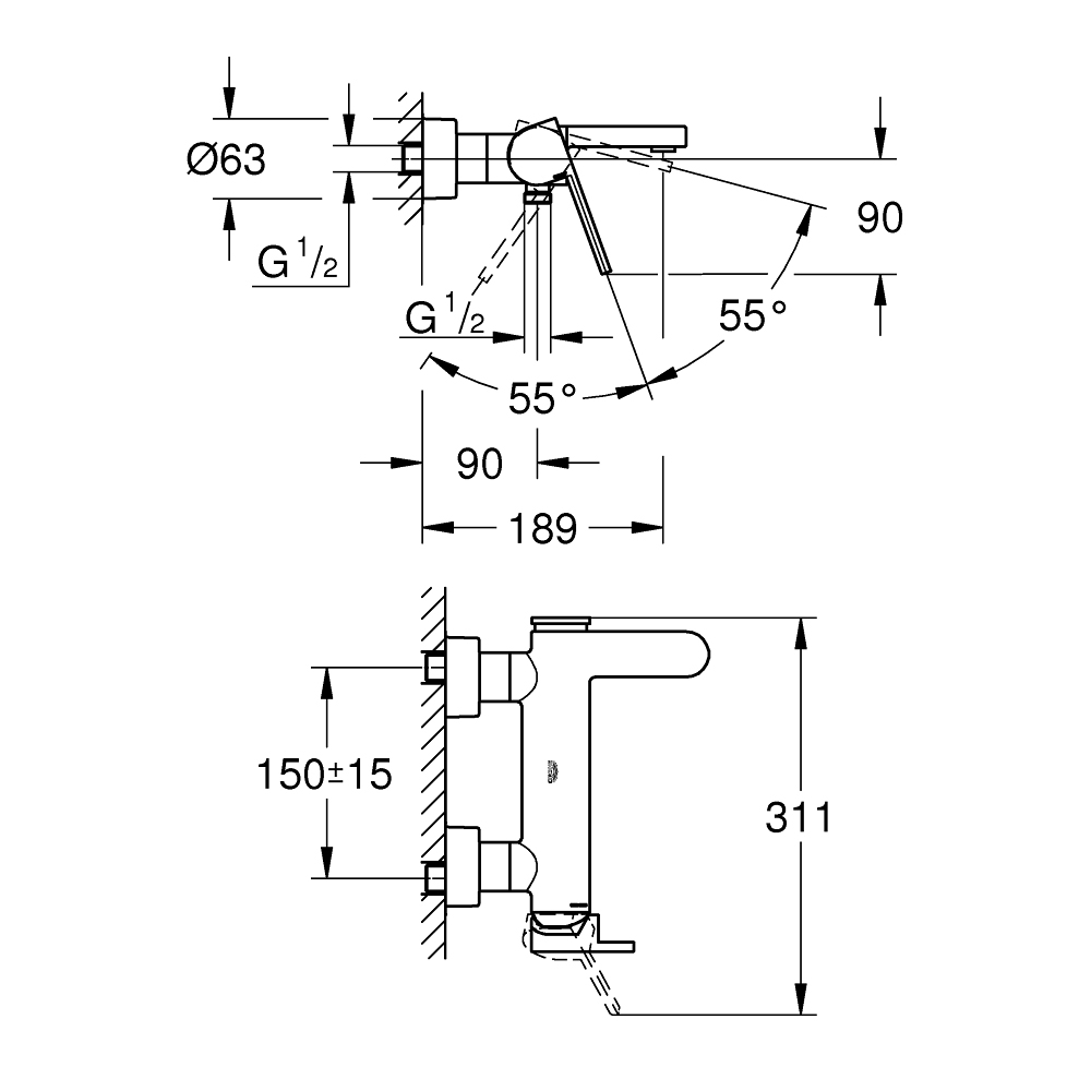 Củ sen tắm nóng lạnh Plus GROHE 33553003