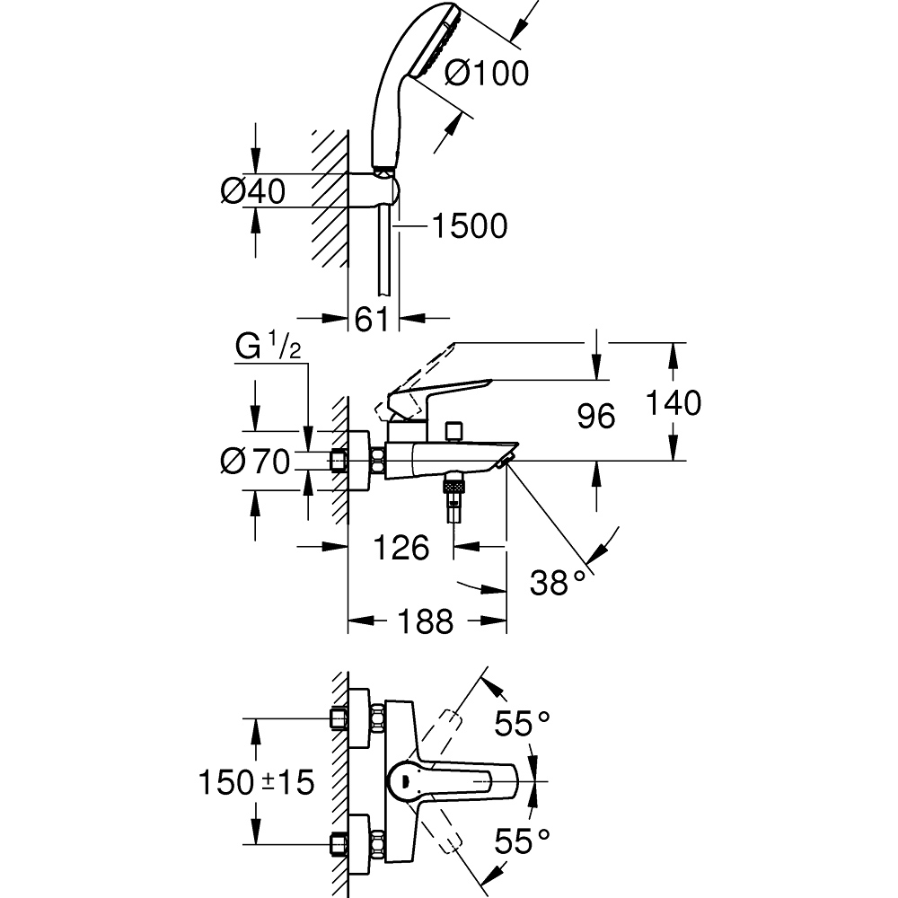 Bộ sen tắm nóng lạnh Start GROHE 23413002
