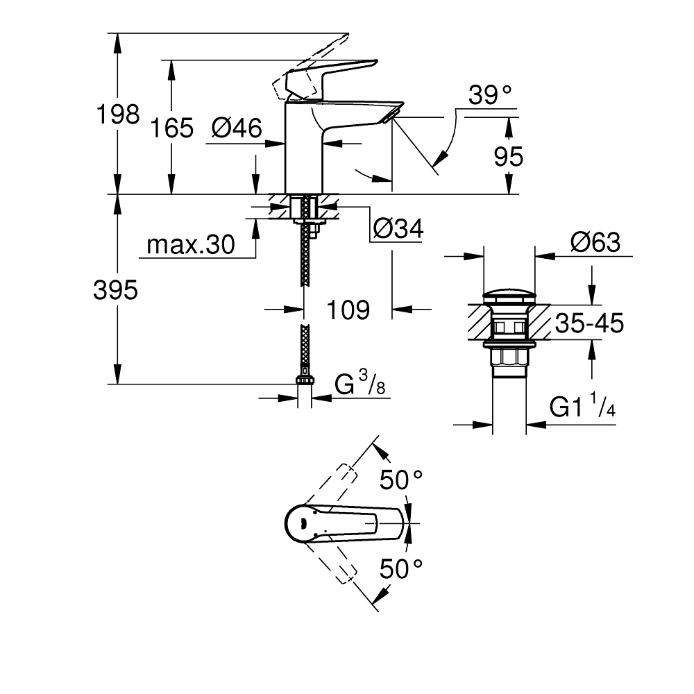 Vòi chậu nóng lạnh Start GROHE 23550002