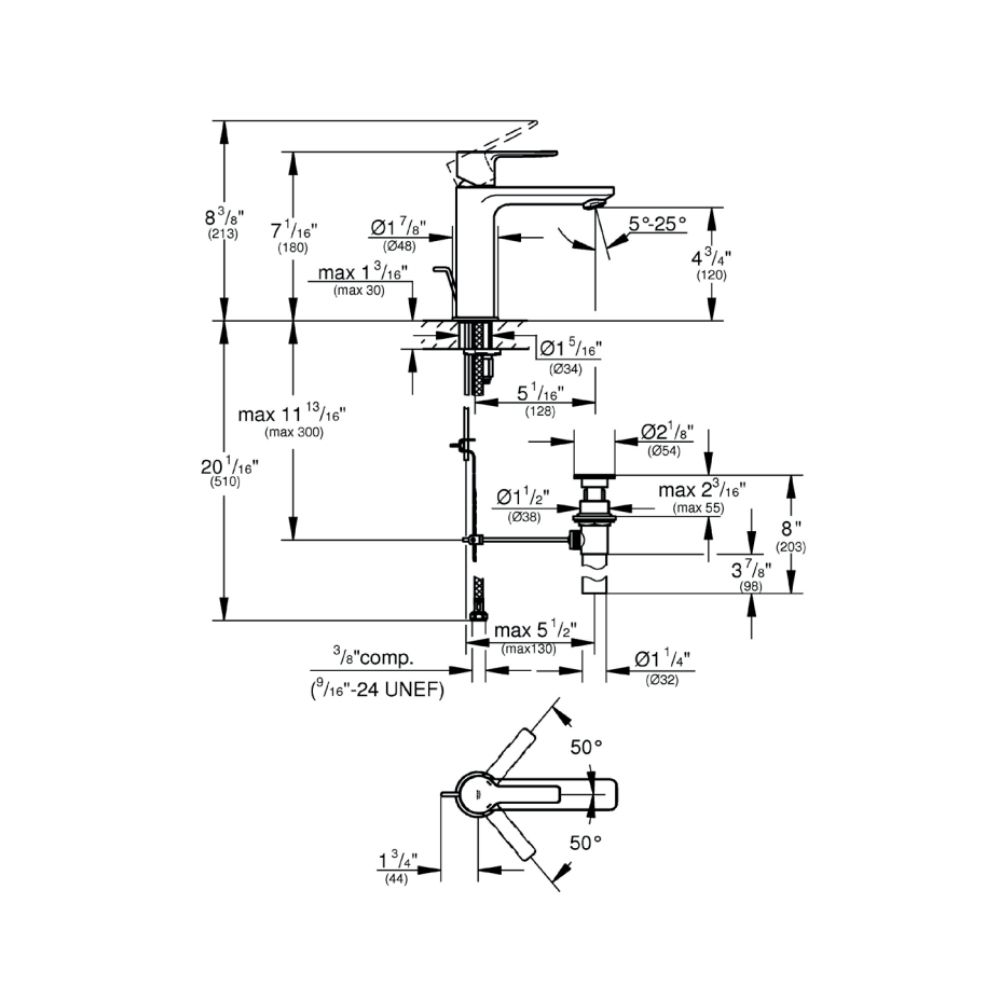 Vòi chậu nóng lạnh Lineare S-size GROHE 23794ENA - 2