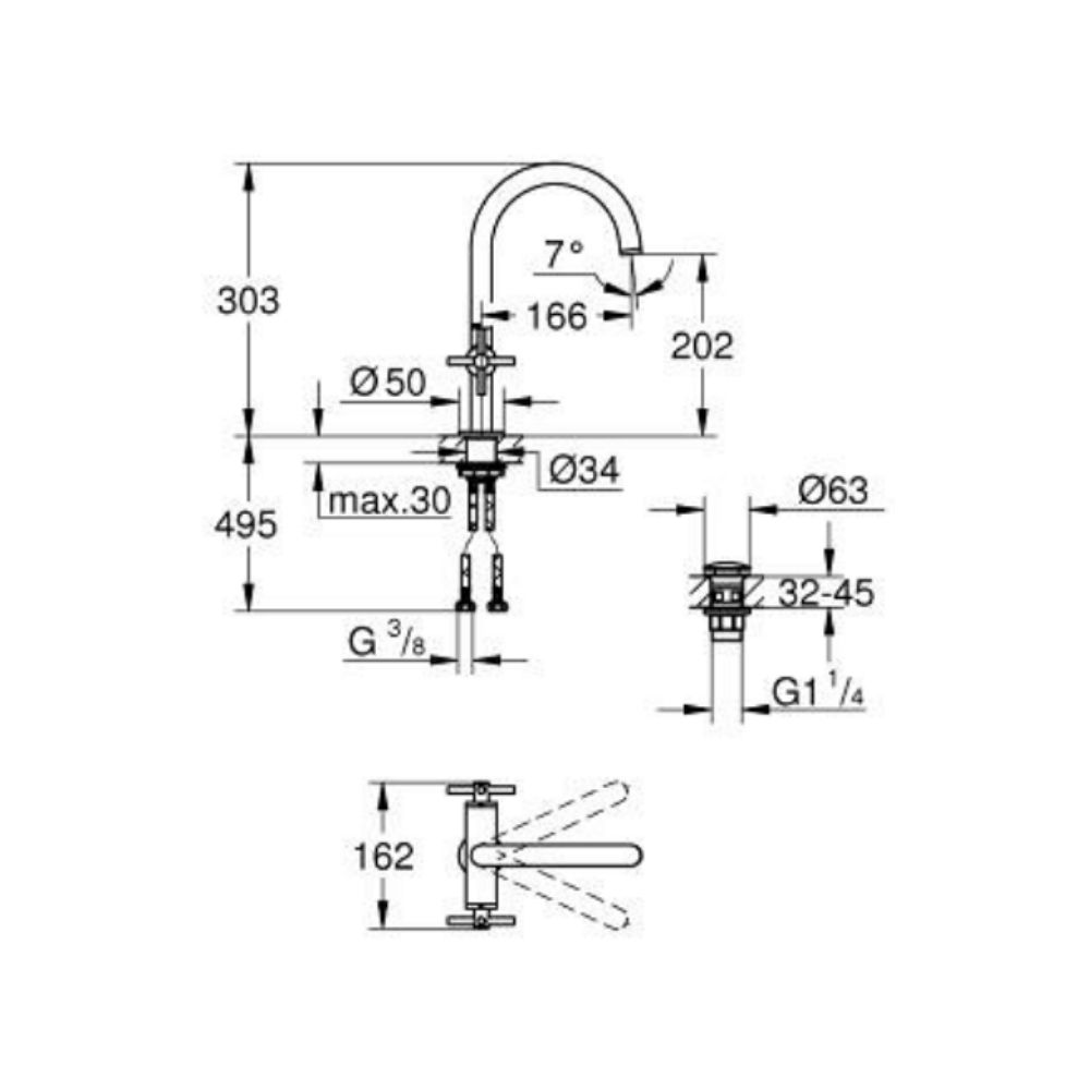 Vòi chậu nóng lạnh Atrio L-size GROHE 21144000