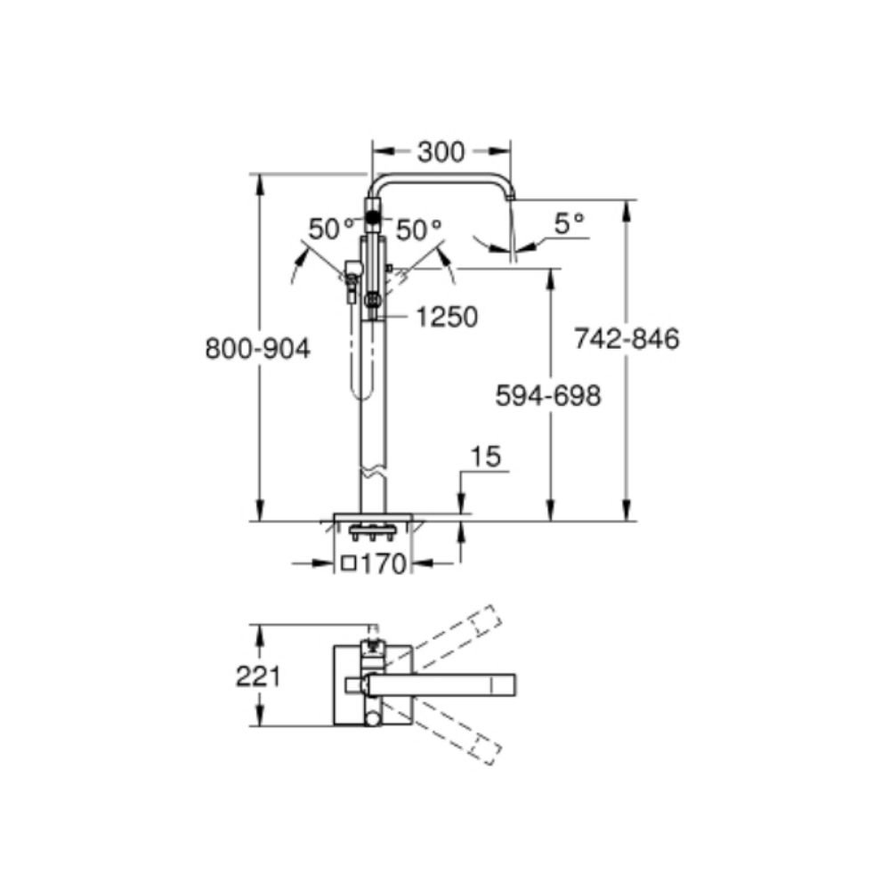 Vòi xả bồn tắm đặt sàn Allure GROHE 32754001 - 2