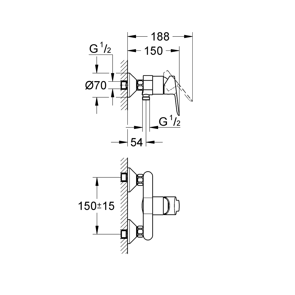 Củ sen tắm nóng lạnh BauEdge GROHE 32821000 - 2