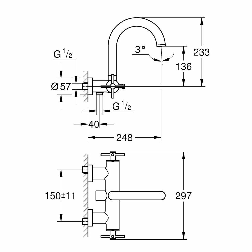 Vòi bồn tắm gắn tường Atrio GROHE 25010AL3