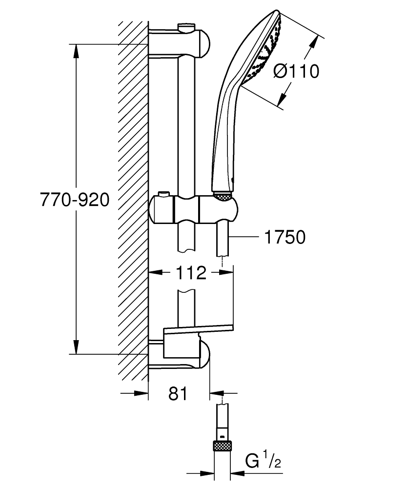 Bộ tay sen tắm Euphoria 110 Mono GROHE 27267001