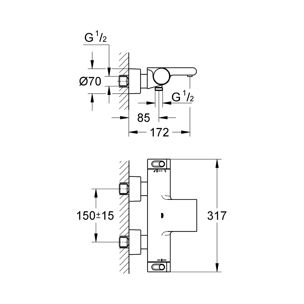 Củ sen tắm nhiệt độ Grohtherm 2000 GROHE 34174001 - 2