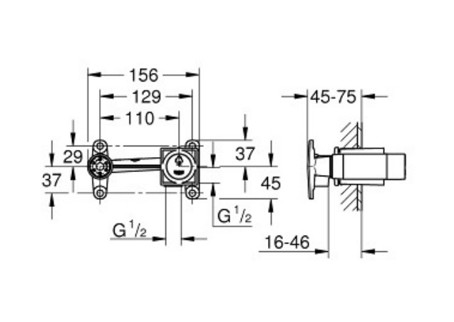 Bộ âm của vòi gắn tường EuroCube GROHE 23200000 - 7