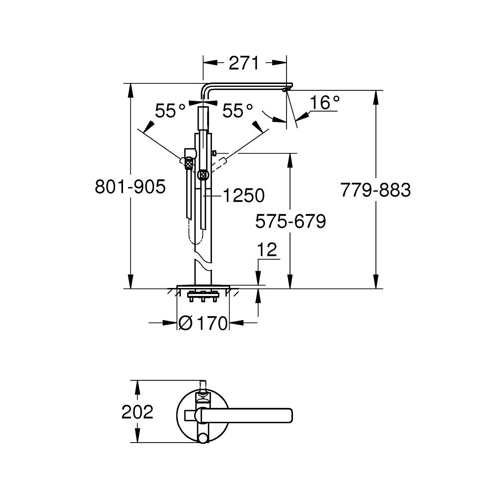 Vòi bồn tắm nóng lạnh đặt sàn Lineare GROHE 23792001
