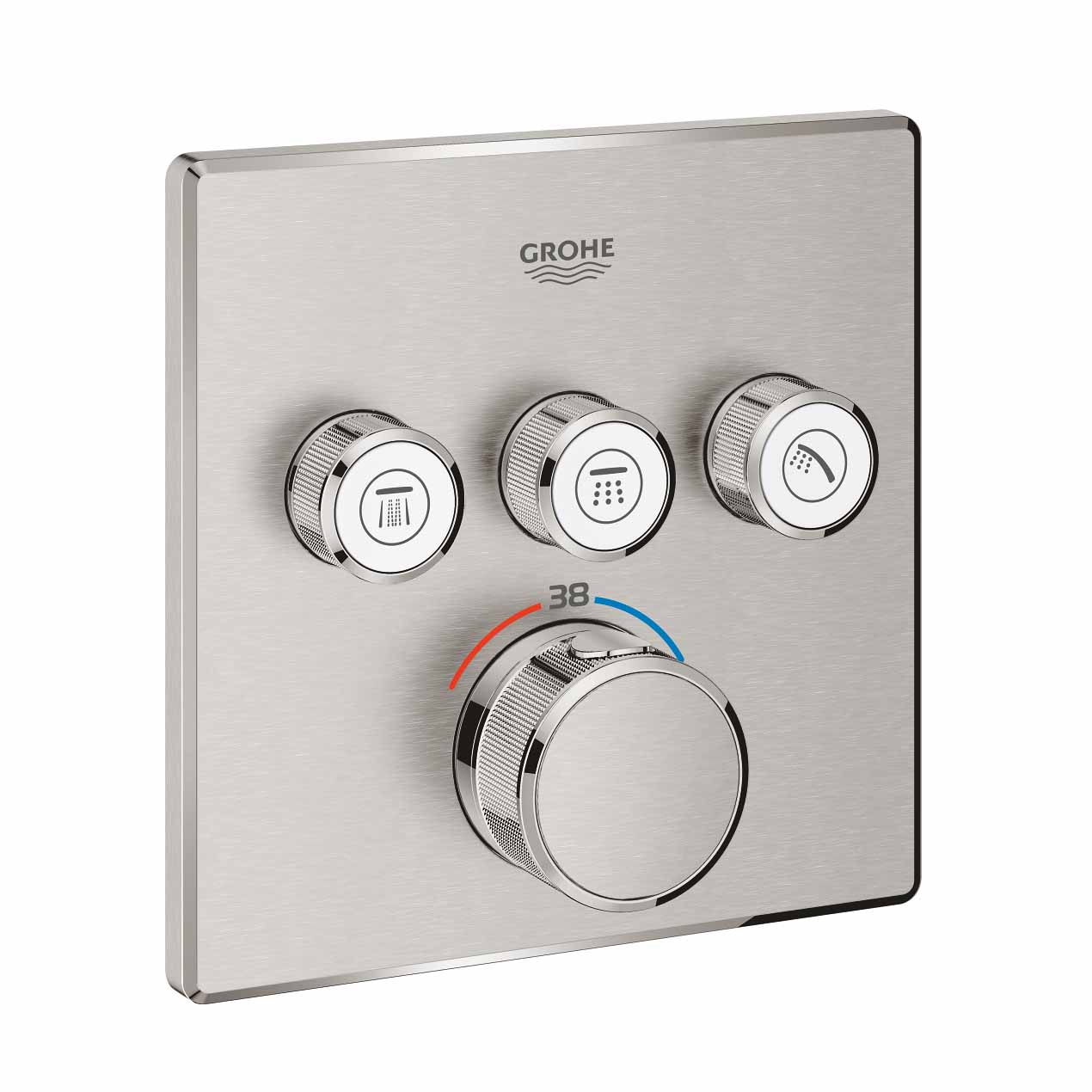 Mặt điều khiển sen tắm ổn nhiệt Grohtherm SmartControl vuông 3 chế độ GROHE 29126000 - 11
