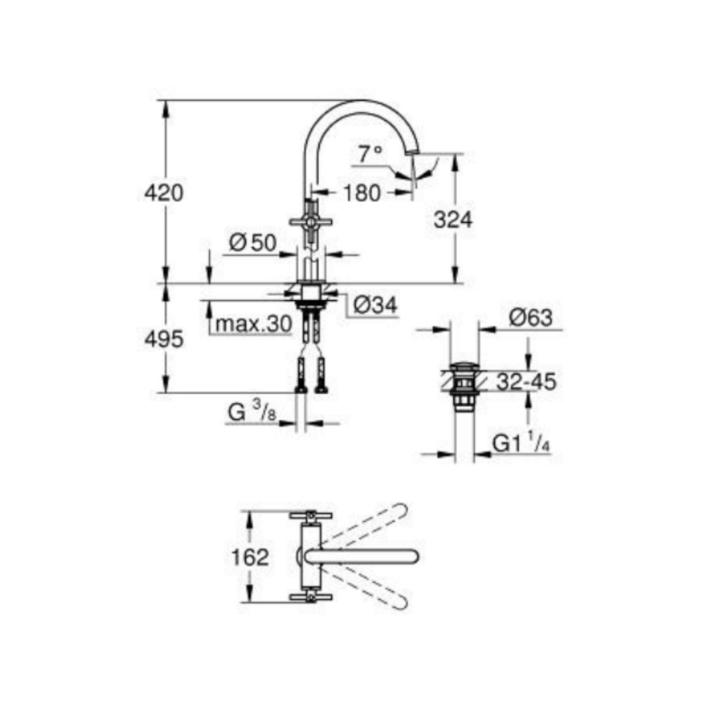 Vòi chậu nóng lạnh Atrio XL-size GROHE 21149000